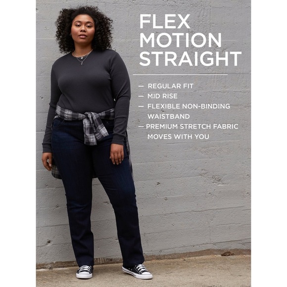 Lee Women’s Flex Motion Blue Jeans Regular Fit Straight Leg Mid-Rise 18W Petite - Picture 13 of 14